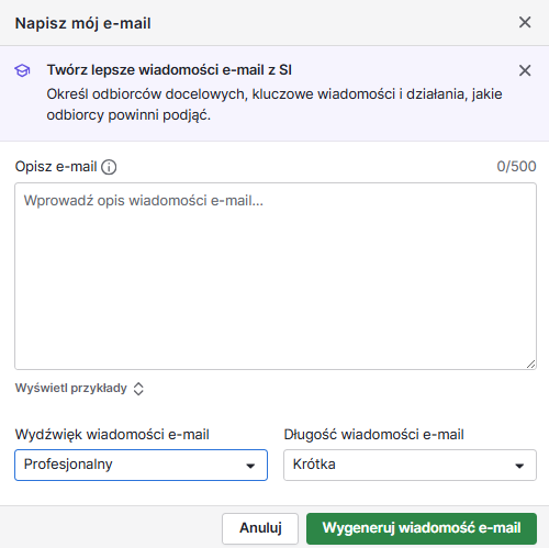 generator maili za pomocą sztucznej inteligenci w Pipedrive
