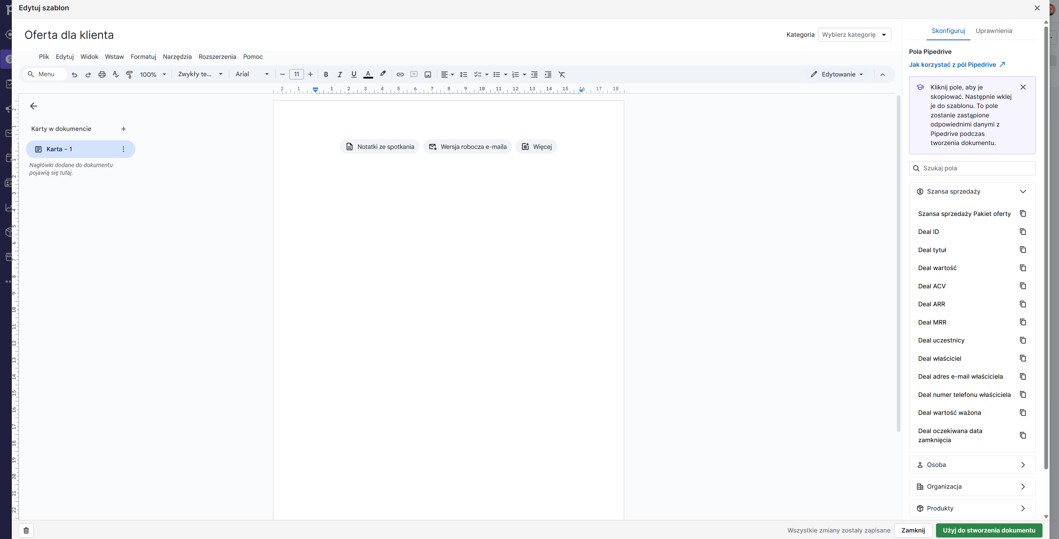 Smart Docs - generowanie dokumentów w pipedrive crm