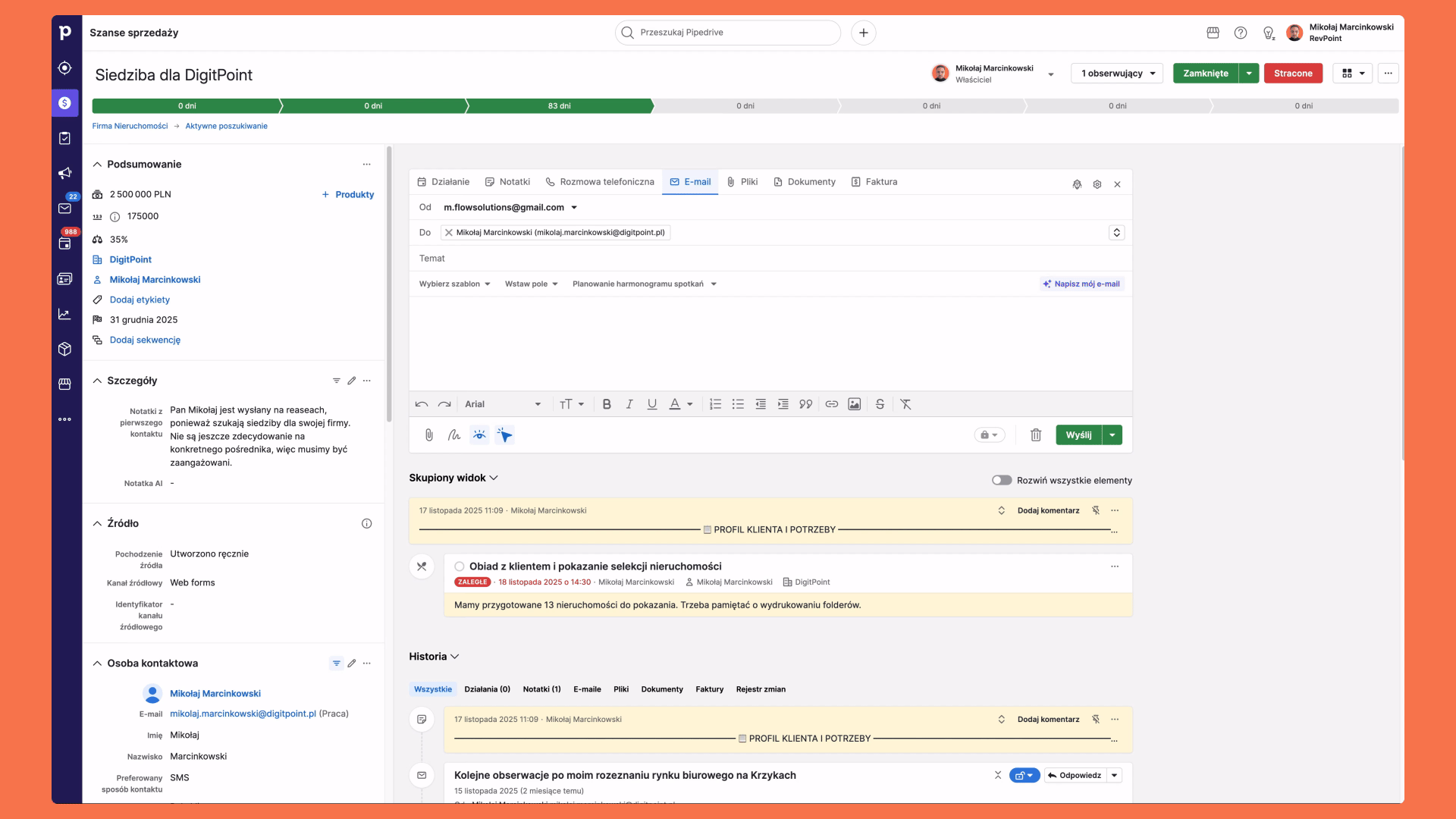 Szablony wiadomości w Pipedrive